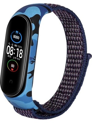 Cool Cold Xiaomi Mi Band (3-4-5-6) Seri Uyumlu Hasır Cırtcırtlı Örme Kamuflaj Desenli Su Geçirmez Kordon
