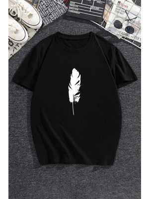 Tüy Kalem Baskılı Tasarım T-Shirt