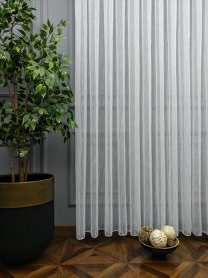 Evdepo Home Kullanıma Hazır 1/2 Seyrek Pile Tül Perde Tek Kanat - Ekru 100 x 200 cm