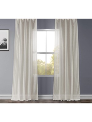 Evdepo Home Kullanıma Hazır 1/3 Sık Pile Tül Perde Tek Kanat - Ekru 100 x 260 cm