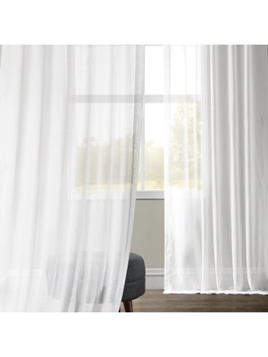 Evdepo Home Kullanıma Hazır 1/2 Seyrek Pile Tül Perde Tek Kanat - Ekru 100 x 200 cm