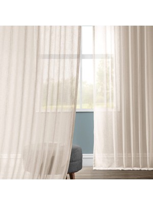Evdepo Home Kullanıma Hazır 1/3 Sık Pile Tül Perde Tek Kanat - Ekru 100 x 260 cm