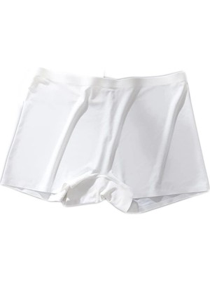 İsunstore Kadın Dikişsiz Görünmez Iz Yapmaz Mini Şort Boxer Beyaz