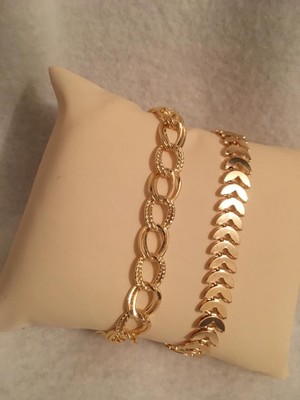 Bers Aksesuar Kadın Lak Kaplama Ikili Bileklik Seti Gold