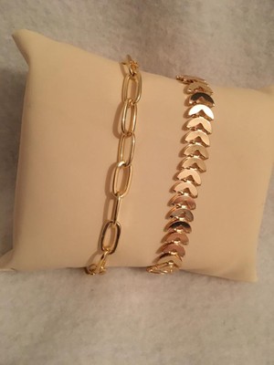 Bers Aksesuar Kadın Lak Kaplama Ikili Bileklik Seti Gold