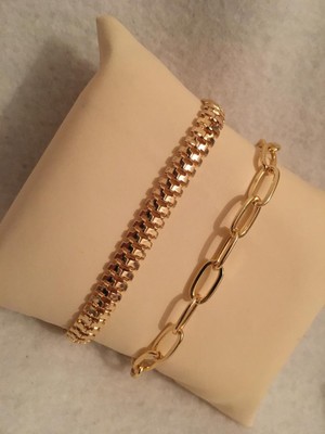 Bers Aksesuar Kadın Lak Kaplama Ikili Bileklik Seti Gold