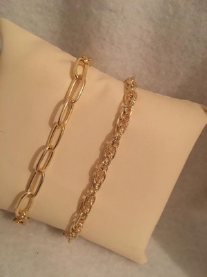 Bers Aksesuar Kadın Lak Kaplama Ikili Bileklik Seti Gold