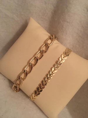 Bers Aksesuar Kadın Lak Kaplama Ikili Bileklik Seti Gold