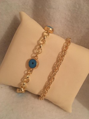 Bers Aksesuar Kadın Lak Kaplama Ikili Bileklik Seti Gold