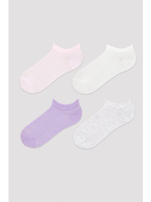 Çok Renkli Kız Çocuk  4'lü Patik Çorap