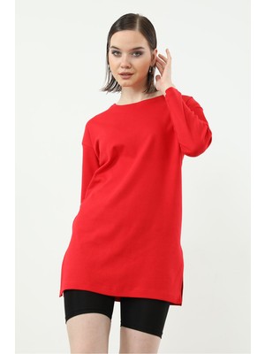 BY H Basic Sweatshirt-Kırmızı