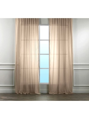 Evdepo Home Kullanıma Hazır Ekstraforlu Pilesiz Tül Perde Tek Kanat - Ekru 100 x 240 cm