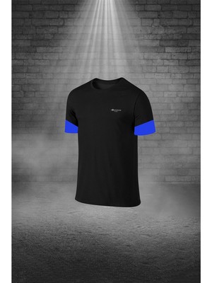 Poseidon Storm Erkek Siyah Dri-Fit Kumaş Sıfır Yaka Kısa Kol Konforlu Tişört Şort Alt Üst Takım S-3xl