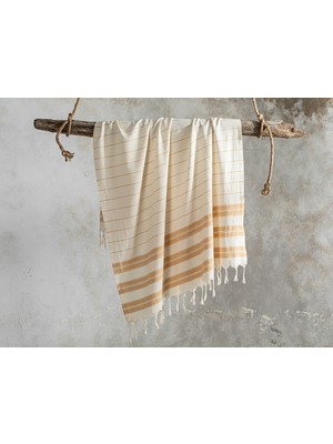 English Home Urban Pamuklu Çizgili Peştamal 90 x 160 cm Sarı