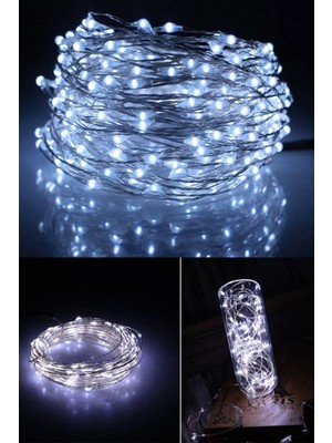 Pazariz 10 Metre Peri LED Çok Amaçlı Yılbaşı Parti Dekoratif Aydınlatma - Beyaz