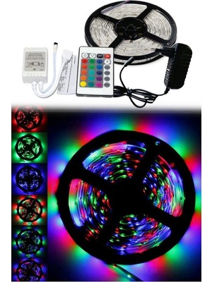 Pazariz Redmoon Kumandalı Renkli Şerit LED 5 Metre Tak Çalıştır Trafolu Özellikli Aydınlatma Rgb Şerit LED