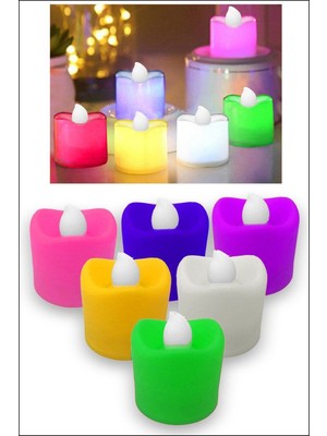 Pazariz Renkli Pilli  Işık  LED Mum Romantik Gecelere Özel Dekor Sarı 5 Ad