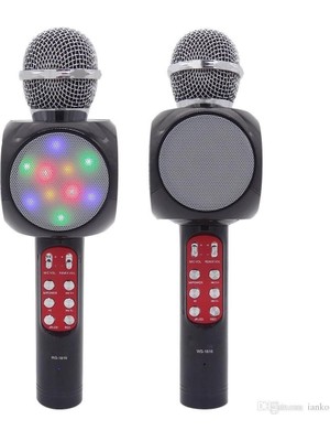 Pazariz WS-1816 LED Işıklı Karaoke Mikrofon, Bluetooth Hoparlör Mp3;