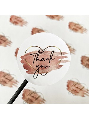 Gg Genç Girişimci Sticker Kuşe (4X4CM) 70 Adet - Thank You- Kalp