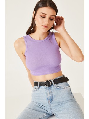 Oshebu Kadın Sıfır Kol Kaşkorse Crop Bluz