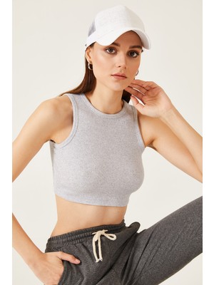 Oshebu Kadın Sıfır Kol Kaşkorse Crop Bluz