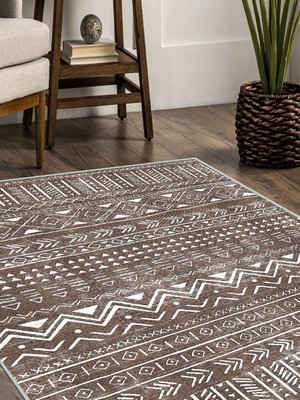 Iskandinav Kilim Desenli Halı, Dokuma Taban Dekoratif Şönil Halı