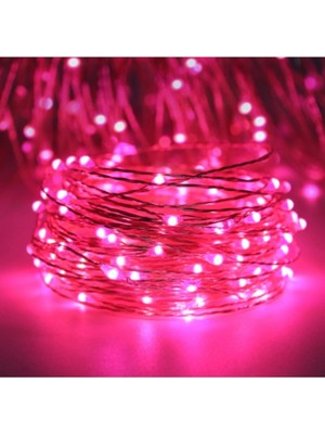 Pazariz 10 Metre Peri LED Çok Amaçlı Yılbaşı Parti Dekoratif Aydınlatma - Pembe