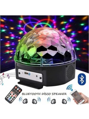 Pazariz Bluetoothlu LED Küre Kristal Disko Topu Dönen Renkli Hoparlör LED