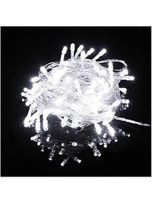 Pazariz Yılbaşı LED Renkli Işık 8m Beyaz 220V Fişli