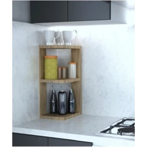 Can Mobilya ve Dekorasyon Safir Meşe Rengi Köşe Baharat Rafı Baharat Dolabı Tezgah Üstü Raf