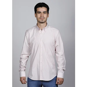 Kolay Ütülenebilir Slim Fit Kırmızı Çizgili Casual Gömlek 22148