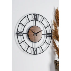 Muyika   Roma Legno Metal Siyah Sessiz Mekanizma Duvar Saati 50X50CM Mds-50