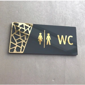 Antrasit Gold Pattern Seri Wc Yönlendirme Tabelası