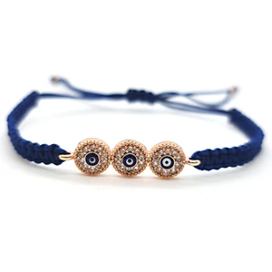 Pag Accessories Makrome Ip 3'lü Yuvarlak Model Nazar Göz Zirkon Kadın Bileklik