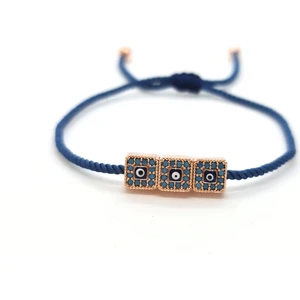 Pag Accessories Makrome Ip 3'lü Kare Model Nazar Göz Zirkon Kadın Bileklik