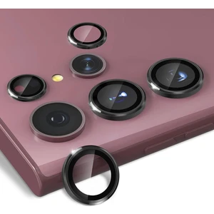 M.TK Moveteck S22 Ultra Uyumlu Kamera Lens Camı Yuvarlak Metal Çerceve Siyah Gümüş