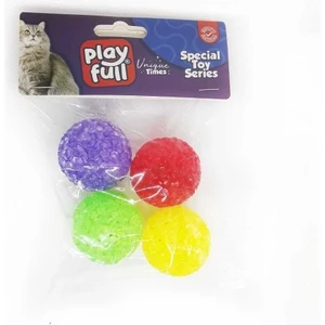 PF-4059- Plastik Zilli Top Kedi Oyuncağı 3,8 cm 4'lü