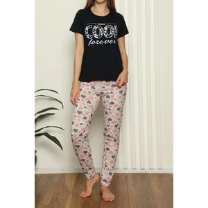 Lady Secret Lacivert Kadın Pijama Takımı Kısa Kollu Pamuklu