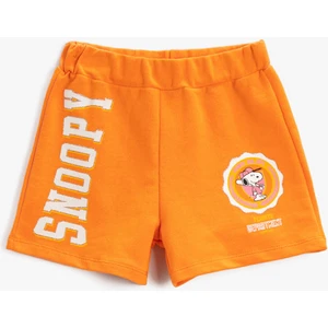 Snoopy Baskılı Şort Beli Lastikli Pamuklu