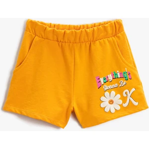 Çiçek Baskılı Şort Beli Lastikli