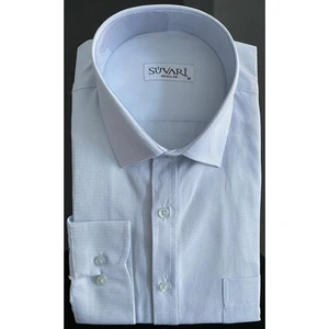 Bol Kesim Armür Desenli Mavi Erkek Gömlek