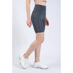 Partly Kadın Gri Cepli Yüksek Bel Toparlayıcı Yoga Şort Tayt 8"