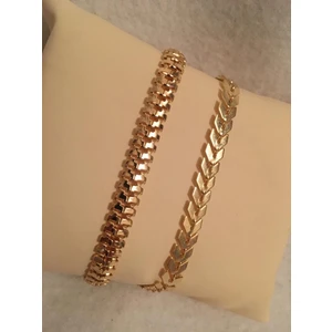 Bers Aksesuar Kadın Lak Kaplama Ikili Bileklik Seti Gold