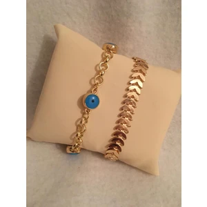 Bers Aksesuar Kadın Lak Kaplama Ikili Bileklik Seti Gold