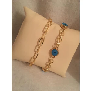 Bers Aksesuar Kadın Lak Kaplama Ikili Bileklik Seti Gold