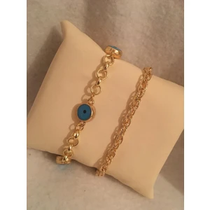 Bers Aksesuar Kadın Lak Kaplama Ikili Bileklik Seti Gold