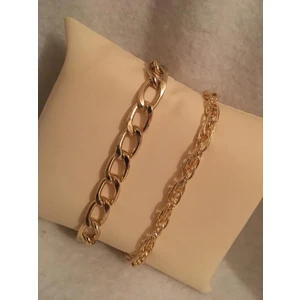 Bers Aksesuar Kadın Lak Kaplama Ikili Bileklik Seti Gold