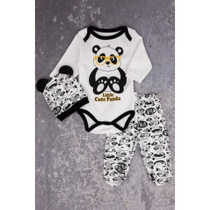 Panda Baskılı 3’lü Badili Erkek Bebek Takım Siyah