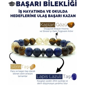 Başarı Bilekliği Sitrin Lapis Lazuli Kaplangözü Doğal Taş Bileklik Denver