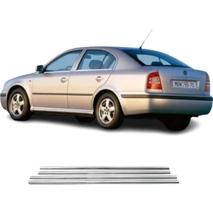 Skoda Octavia A4 Krom Cam Çıtası (4parça) 1999-2004 Arası P.çelik